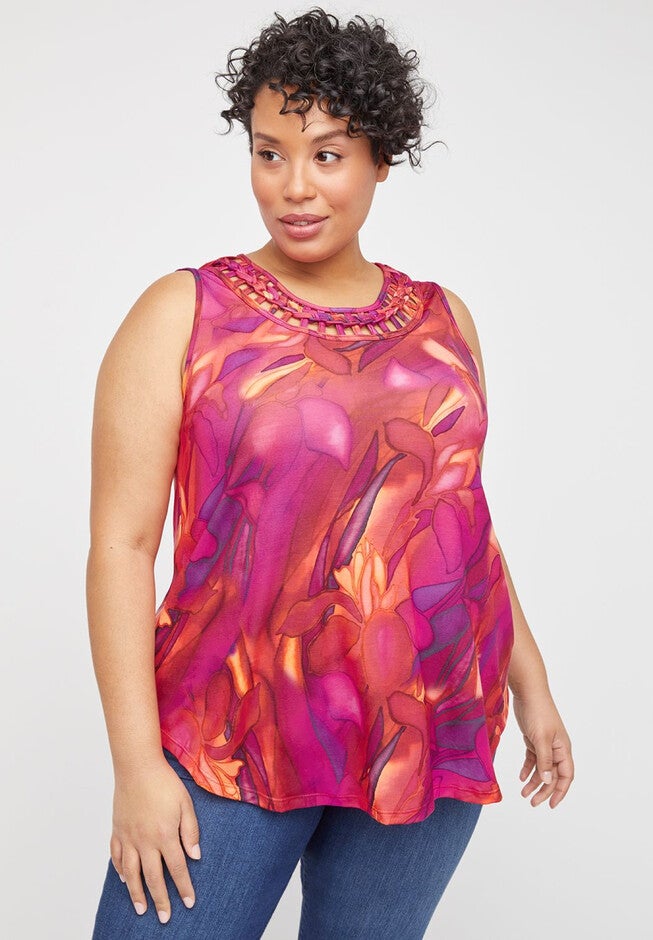 Floral Lattice Tank, CORAL, hi-res image number null
