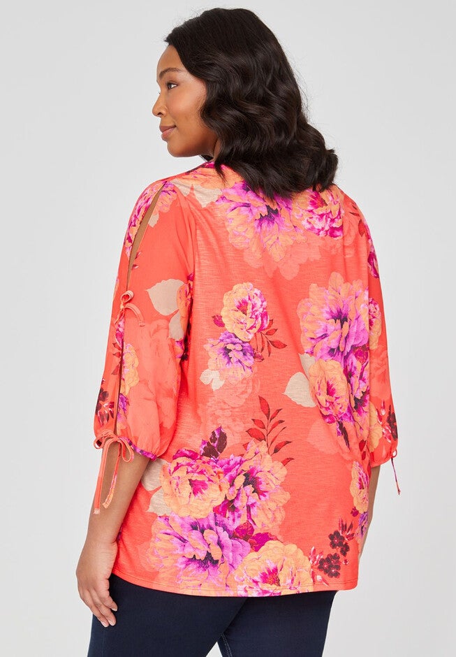 Floral Burst Peasant Top, , on-hover image number null