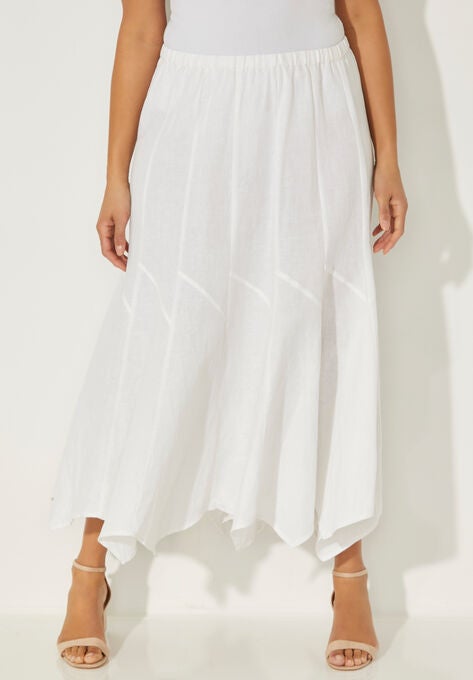 AnyWear Linen Flounce Skirt, WHITE, hi-res image number null