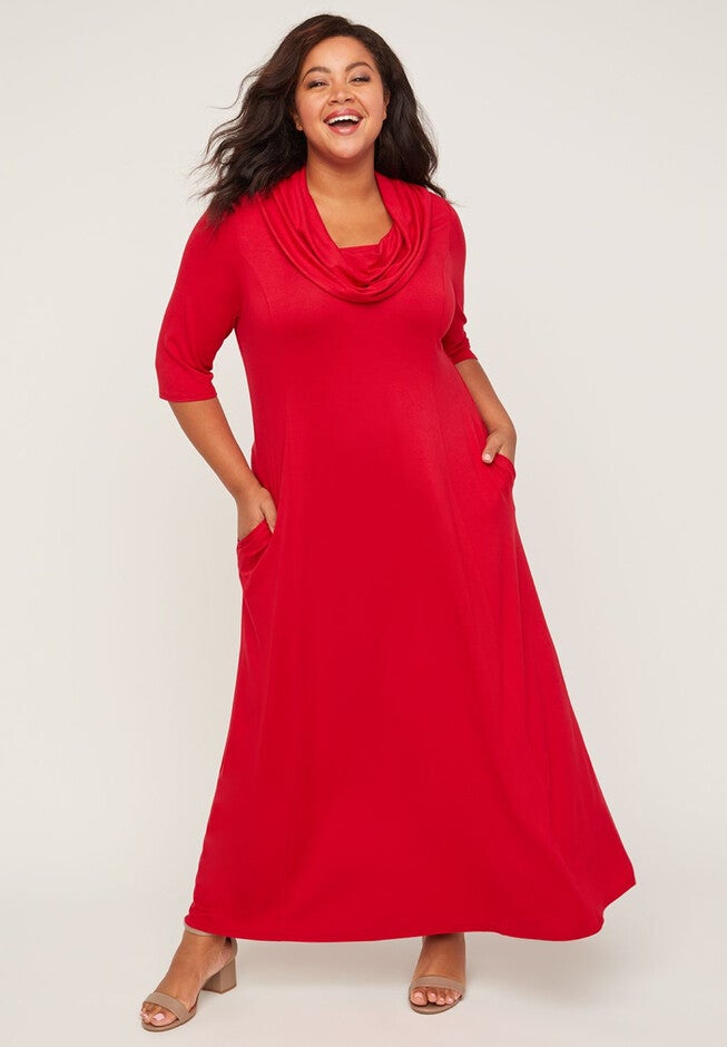 Soft Willow Maxi Dress (With Pockets), RED, hi-res image number 0