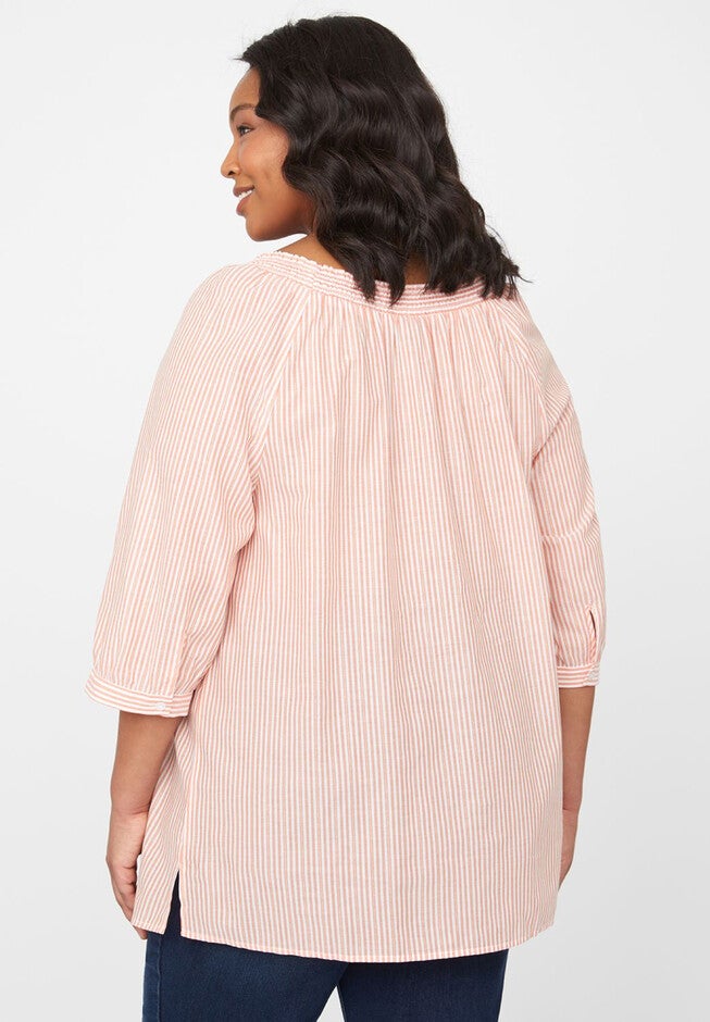 Shimmer Striped Peasant Top, , on-hover image number null