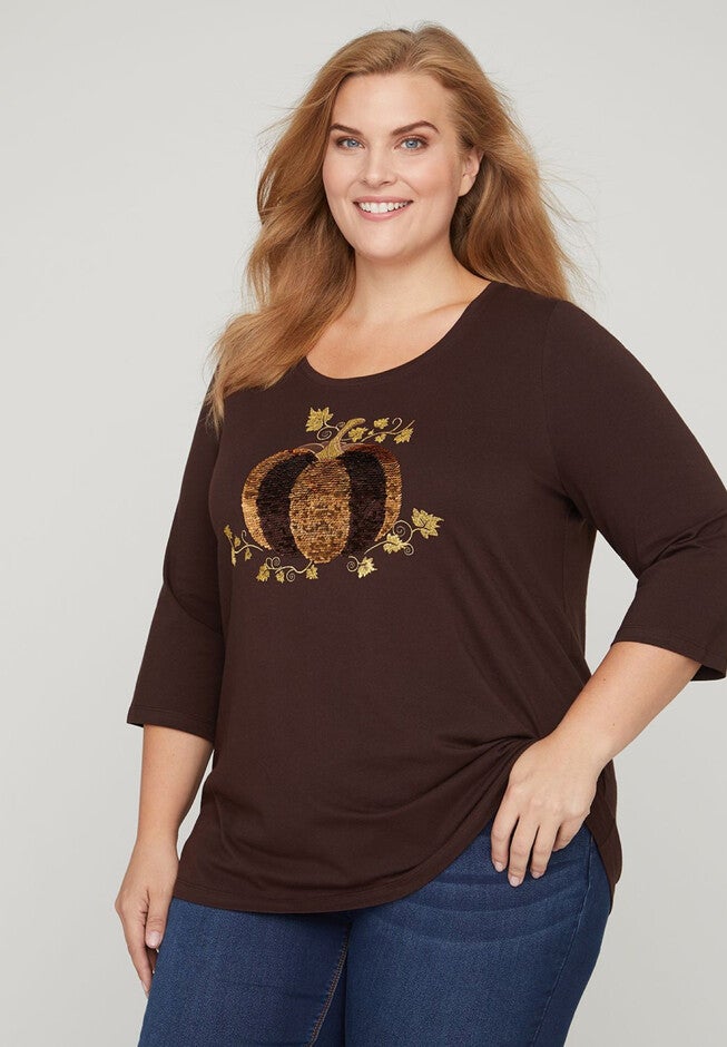 Pumpkin Swipe Tee, CHOCOLATE GANACHE PUMPKIN, hi-res image number null
