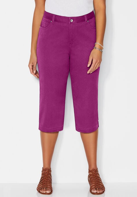 Sateen Stretch Capri, BERRY PINK, hi-res image number null