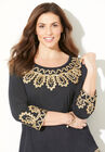 Pointed Hem Embroidered Top, , alternate image number null