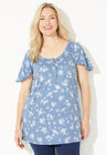 Lake House Peasant Top, BLUE FLORAL, hi-res image number null