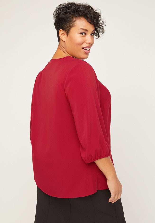 Black Label Drape-Front Blouse, , on-hover image number 1