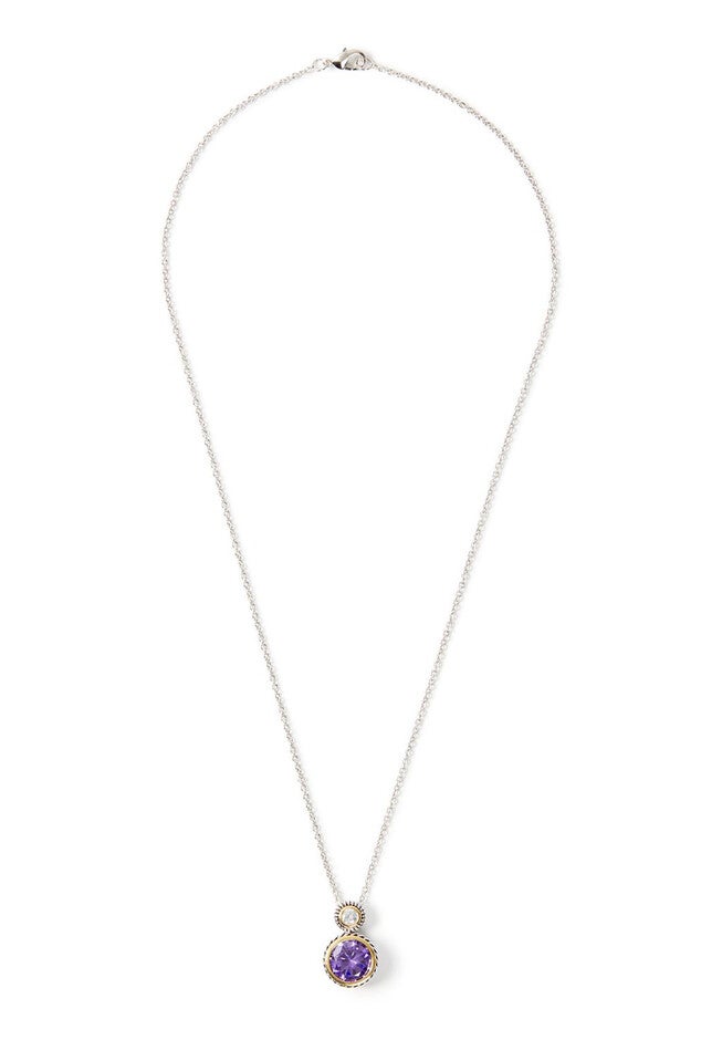 Lilac Glimmer Pendant Necklace, SILVER, hi-res image number 0