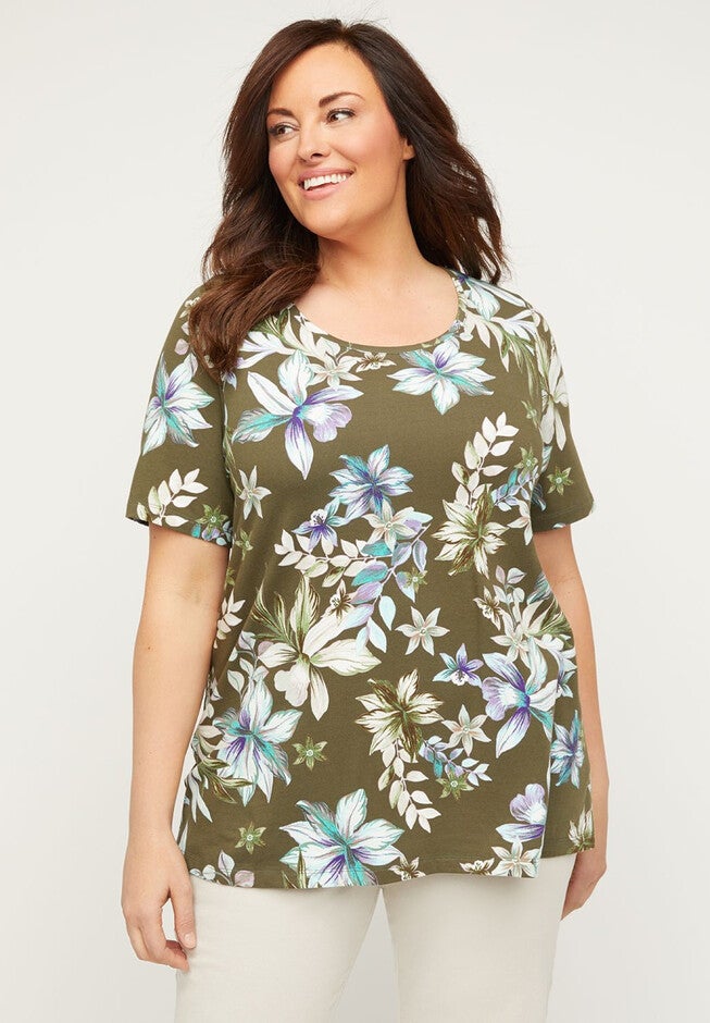 Tropic Outlook Tee, GREEN TROPICAL, hi-res image number null