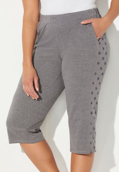 French Terry Stars Aligned Capri, , alternate image number null