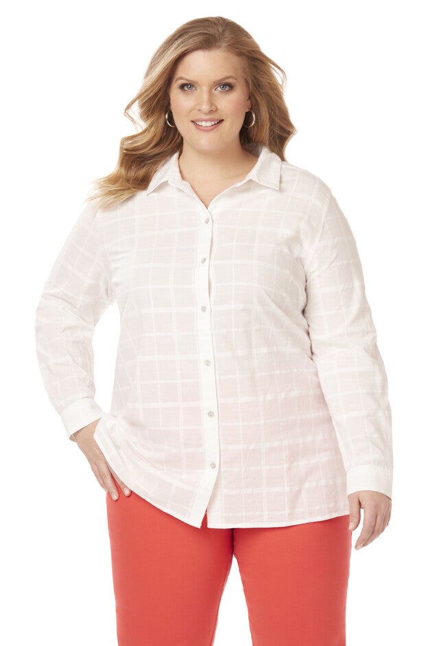 Windowpane Buttondown, WHITE, hi-res image number null