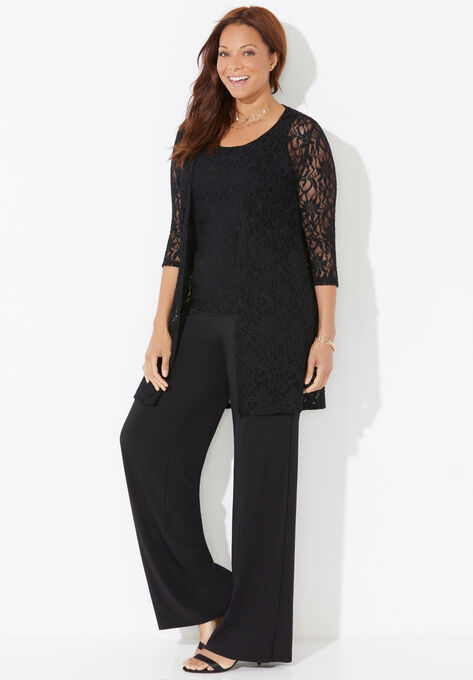Luxe Lace 3-Piece Pant Set, , alternate image number null