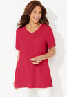 Easy Fit Short Sleeve V-Neck Tunic, CLASSIC RED, hi-res image number null