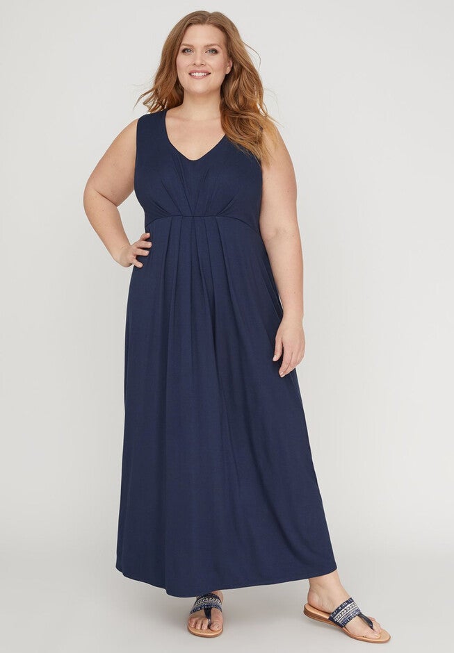 Pleated Maxi Dress, MARINER NAVY, hi-res image number null