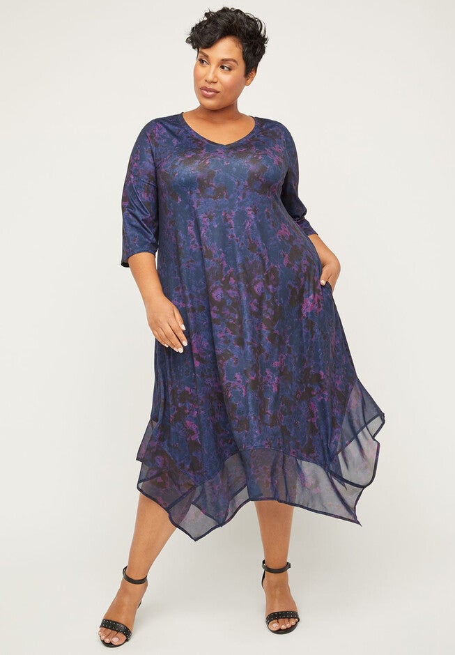 Hampton Horizon A-Line Dress with Pockets, BLUE AND PURPLE, hi-res image number 0