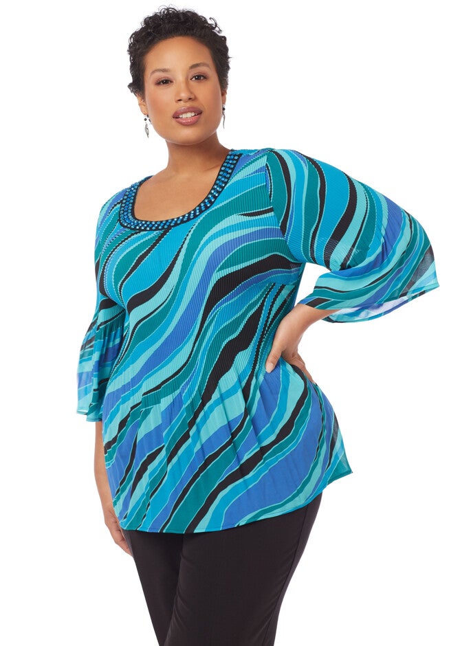 Sea Island Pleated Top, RESORT TEAL, hi-res image number null