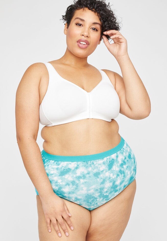 Cotton High-Waist Full Brief Panty, TIE DYE BLUEBIRD, hi-res image number 0