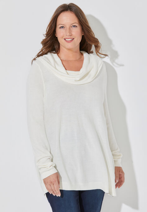 Cashmiracle™ Pullover Cowlneck, IVORY, hi-res image number null