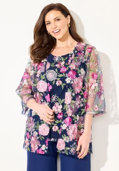 Embroidered Tank and Kimono 2-Piece Set