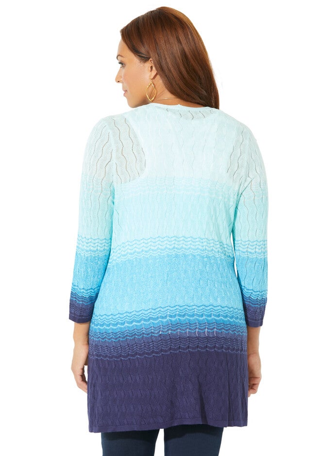 Pointelle Ombre Sweater Cardigan, , on-hover image number null