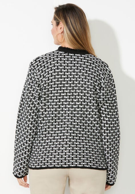Liz&Me™ Tweed Button Cardigan, , on-hover image number null