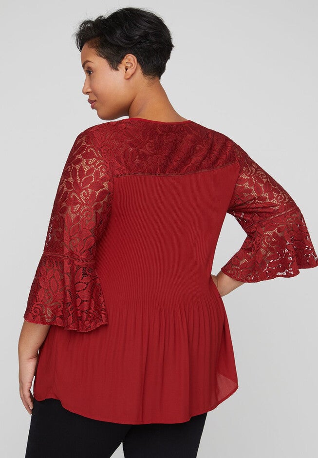 Sunset Lace Pleated Top, , on-hover image number 1