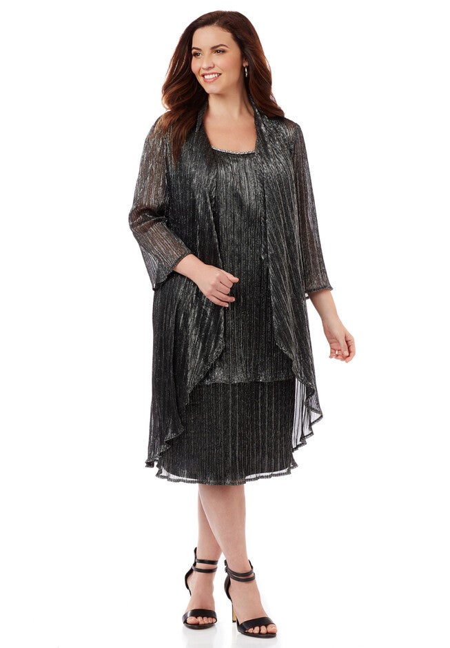 Soft Waves Jacket Dress, BLACK AND SILVER, hi-res image number null
