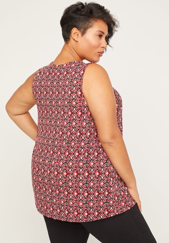 Printed Timeless Tunic Tank with Cutout, , on-hover image number 1