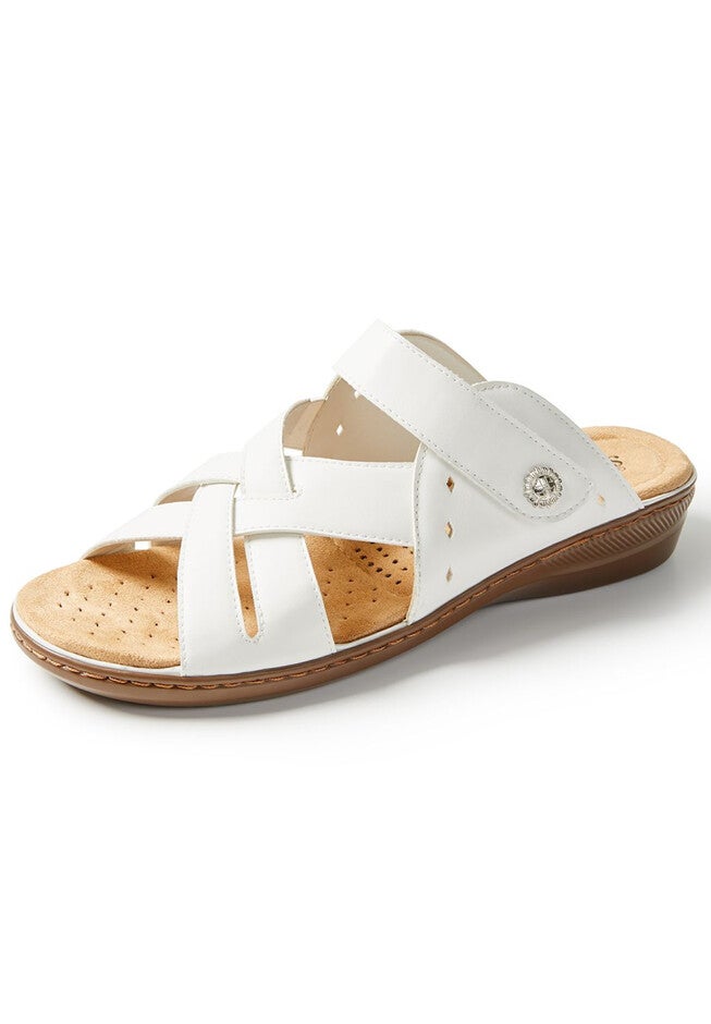 Good Soles Crisscross Slide Sandal, WHITE, hi-res image number 0