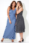 Striped V-Neck Maxi Tank Dress, NAVY MIXED STRIPE, hi-res image number null