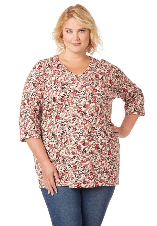 Floral Garden Tee, VANILLA LATTE, hi-res image number null