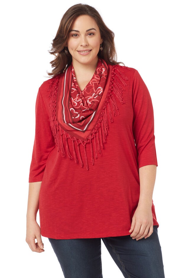 Mi Amor Top & Scarf, RED, hi-res image number null