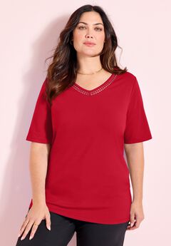 Suprema® Crochet V-Neck Tee