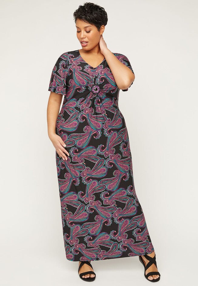 Paisley Maxi Dress, TRAVELING PAISLEY PRINT, hi-res image number null