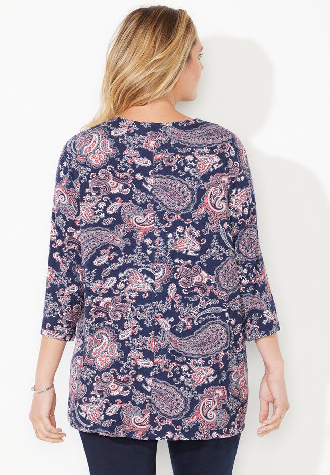 Crochet Trim Peasant Top, , on-hover image number null
