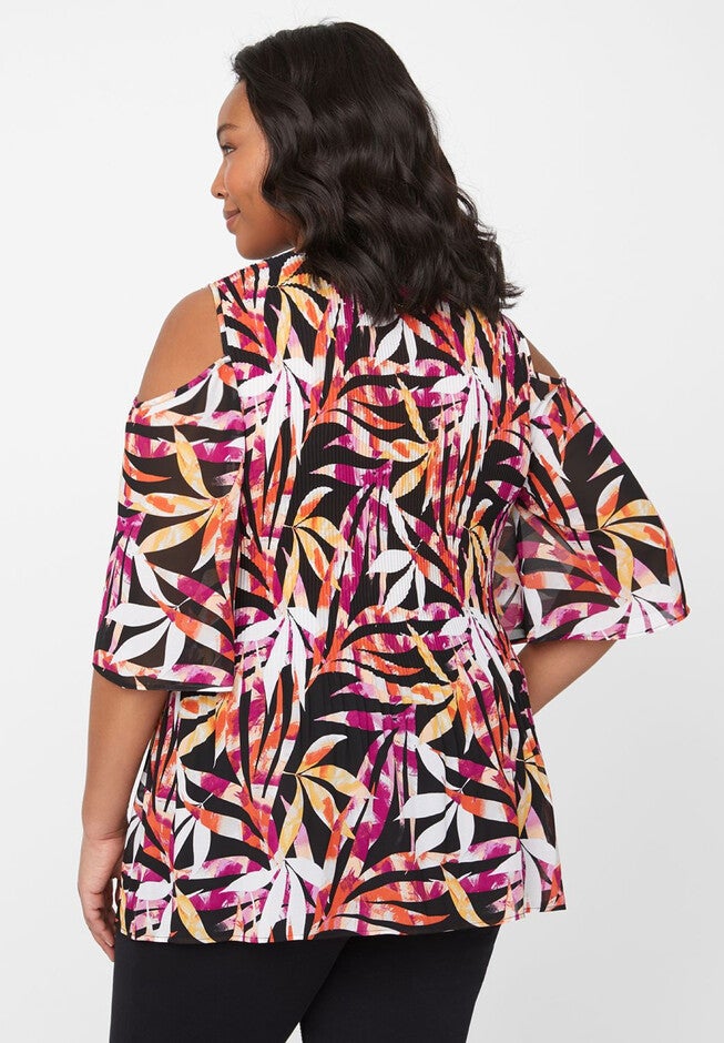 Bright Flora Pleated Top, , on-hover image number null