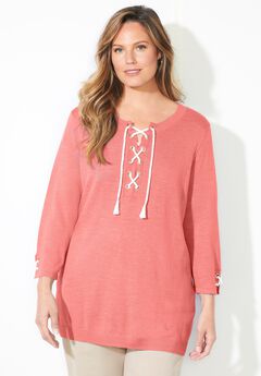 Liz&Me® Corded Lace-Up Pullover
