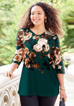 V-Neck Placement Print Top