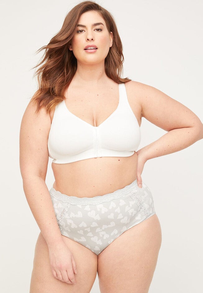 Cotton Full Brief Panty With Lace, GREY HEARTS, hi-res image number 0