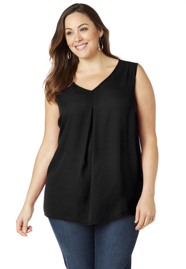 Inverted Pleat Tank, BLACK, hi-res image number null