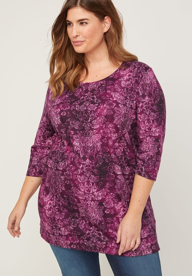 Paisley Brush Easy Fit Tee, RED DAMASK, hi-res image number null