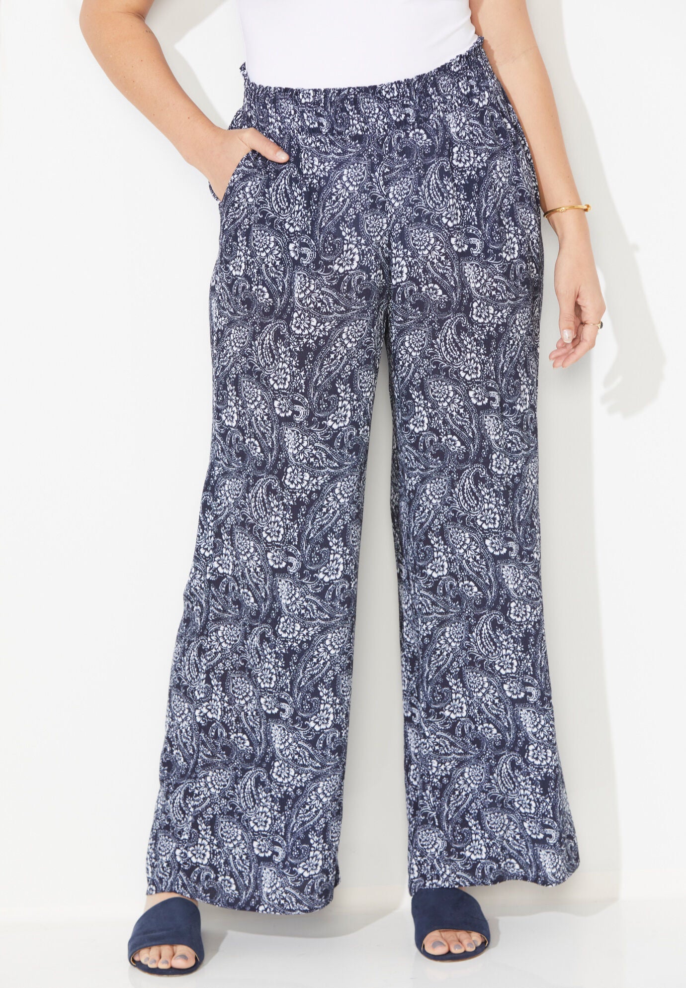 Wide leg crinkle pants clearance
