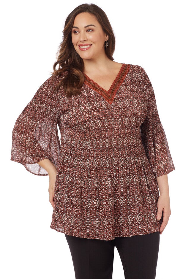 Tile Pleat Top, ROSE TAN, hi-res image number null
