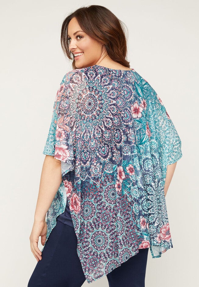 Floral Mesh Poncho, , on-hover image number null