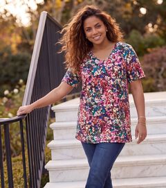 Easy Fit Short Sleeve V-Neck Tunic