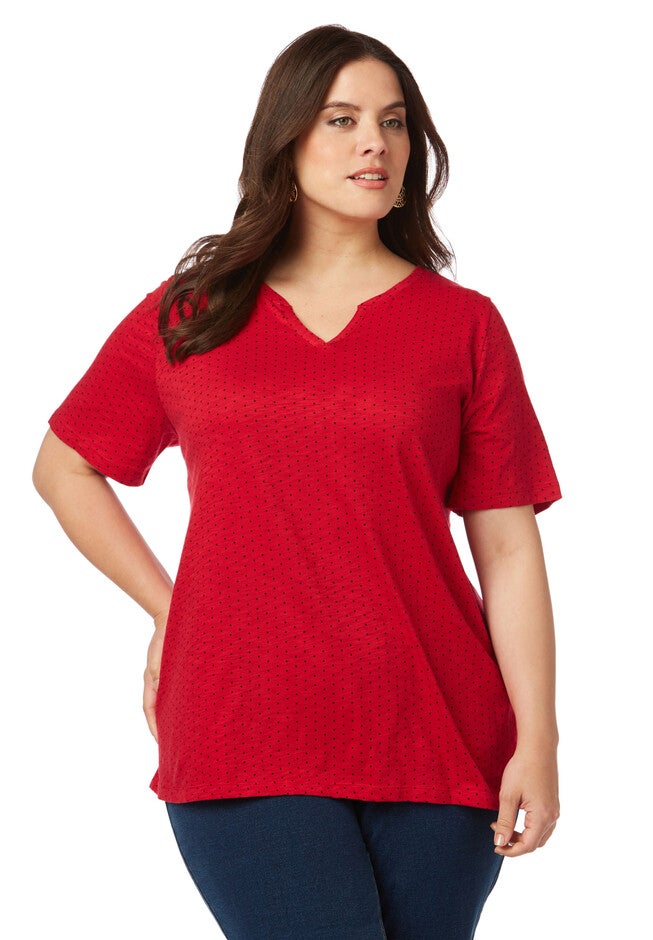 Dotted Short-Sleeve Tee, RED, hi-res image number null