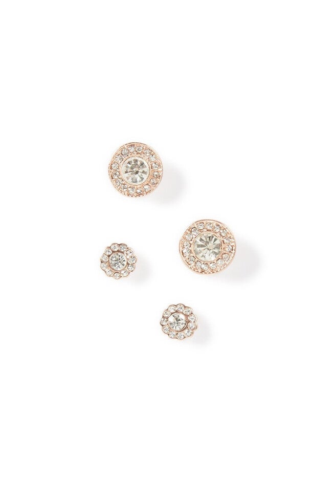 2-Pack Rhinestone Post Earrings, ROSE GOLD, hi-res image number null