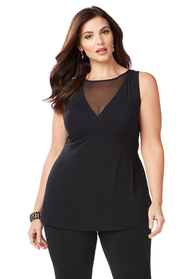 Curvy Collection Peekaboo Top, BLACK, hi-res image number null