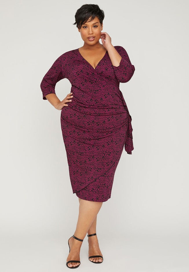 Curvy Collection Wrap Sheath Dress, ABSTRACT, hi-res image number null