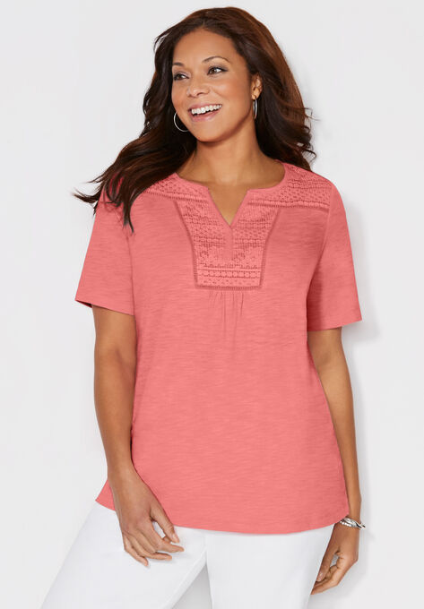 Touch of Lace Tee, SWEET CORAL, hi-res image number null