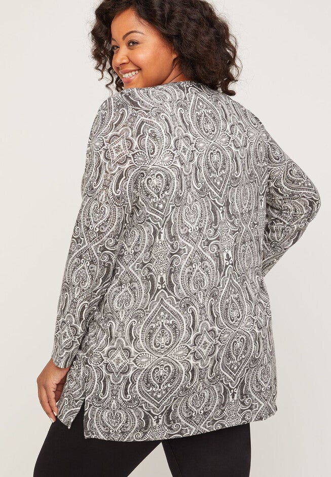 Paisley Shadow Tunic Cardigan, , on-hover image number null